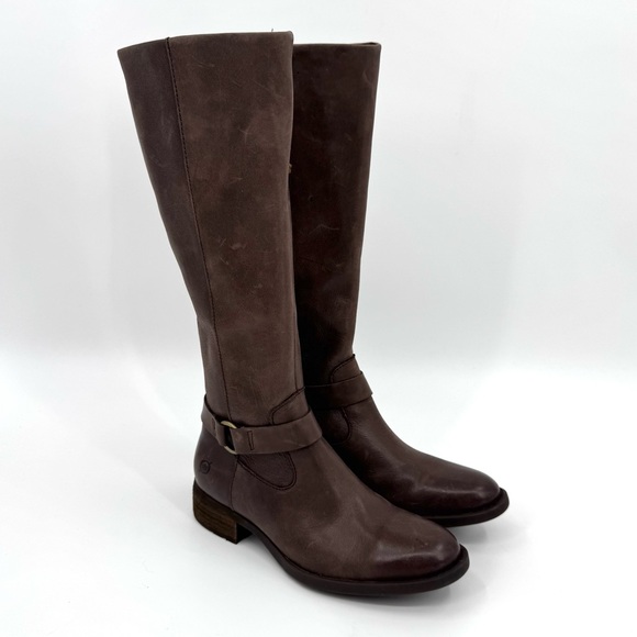 NEW Born Saddler Brown Leather Knee-High Riding Boots Size 5.5 - Picture 1 of 11